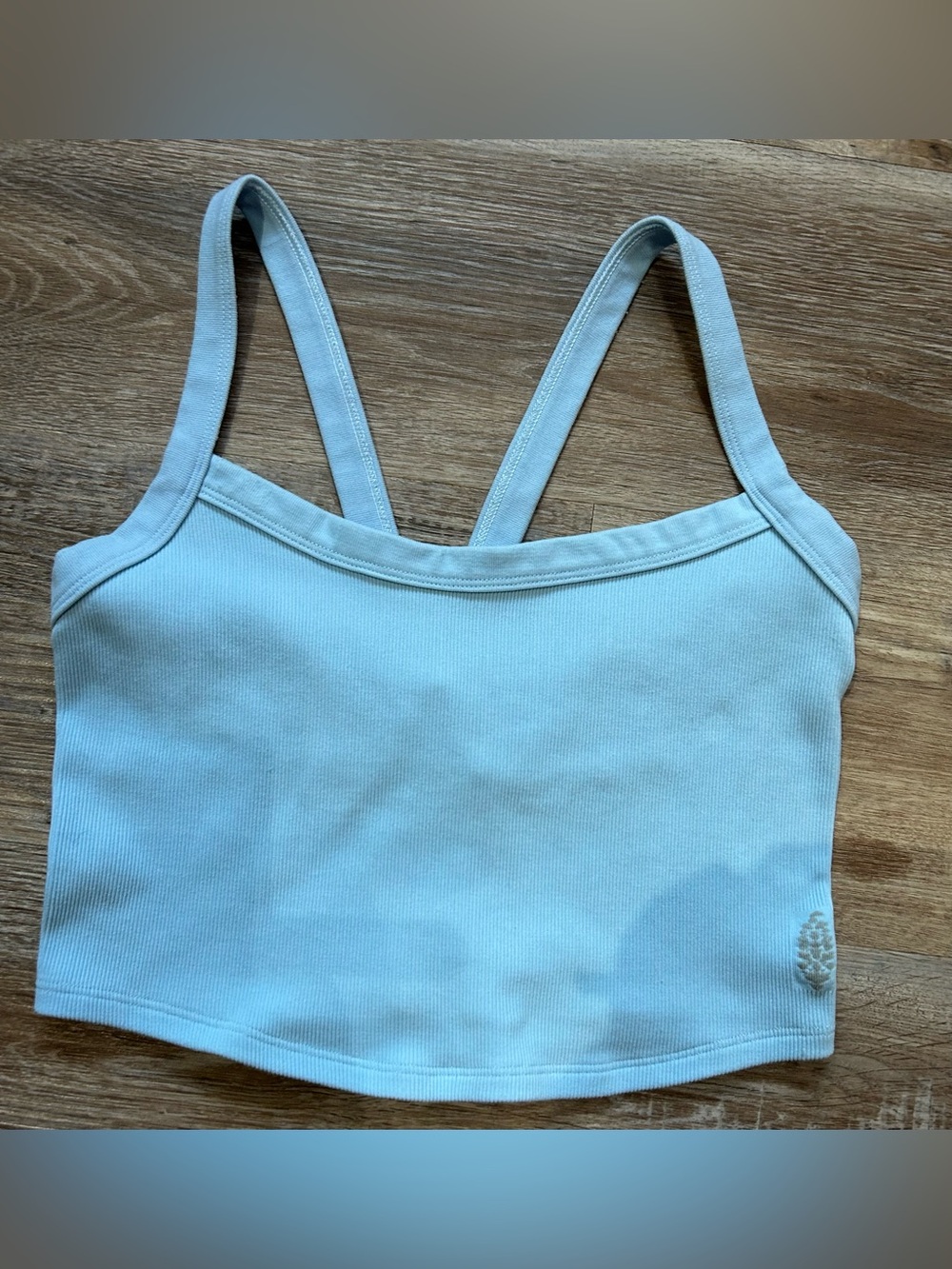 Free People Light Blue Ribbed Crop Tank Bralette